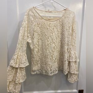 Women’s lace blouse with puff sleeves